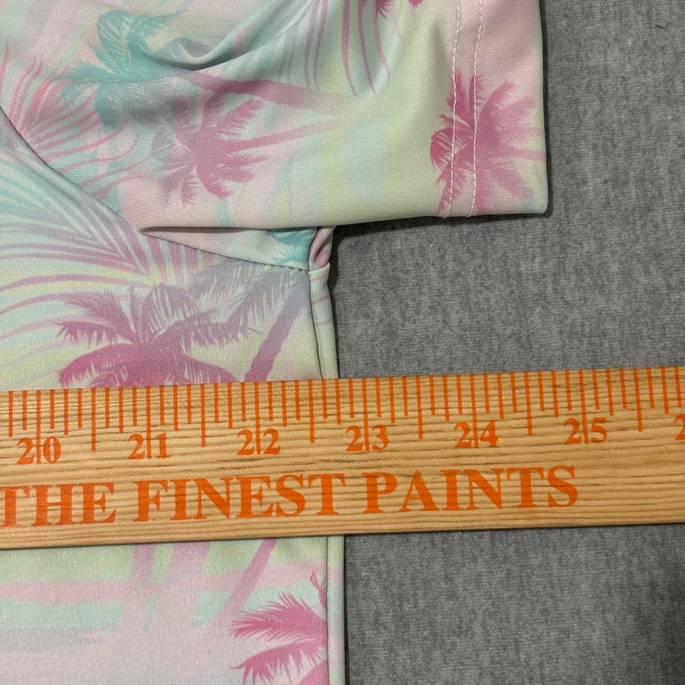Sunday Swagger Mens Large Pastel Palm Tree‎ Golf Polo Shirt Pink Mint Green L - Picture 6 of 9